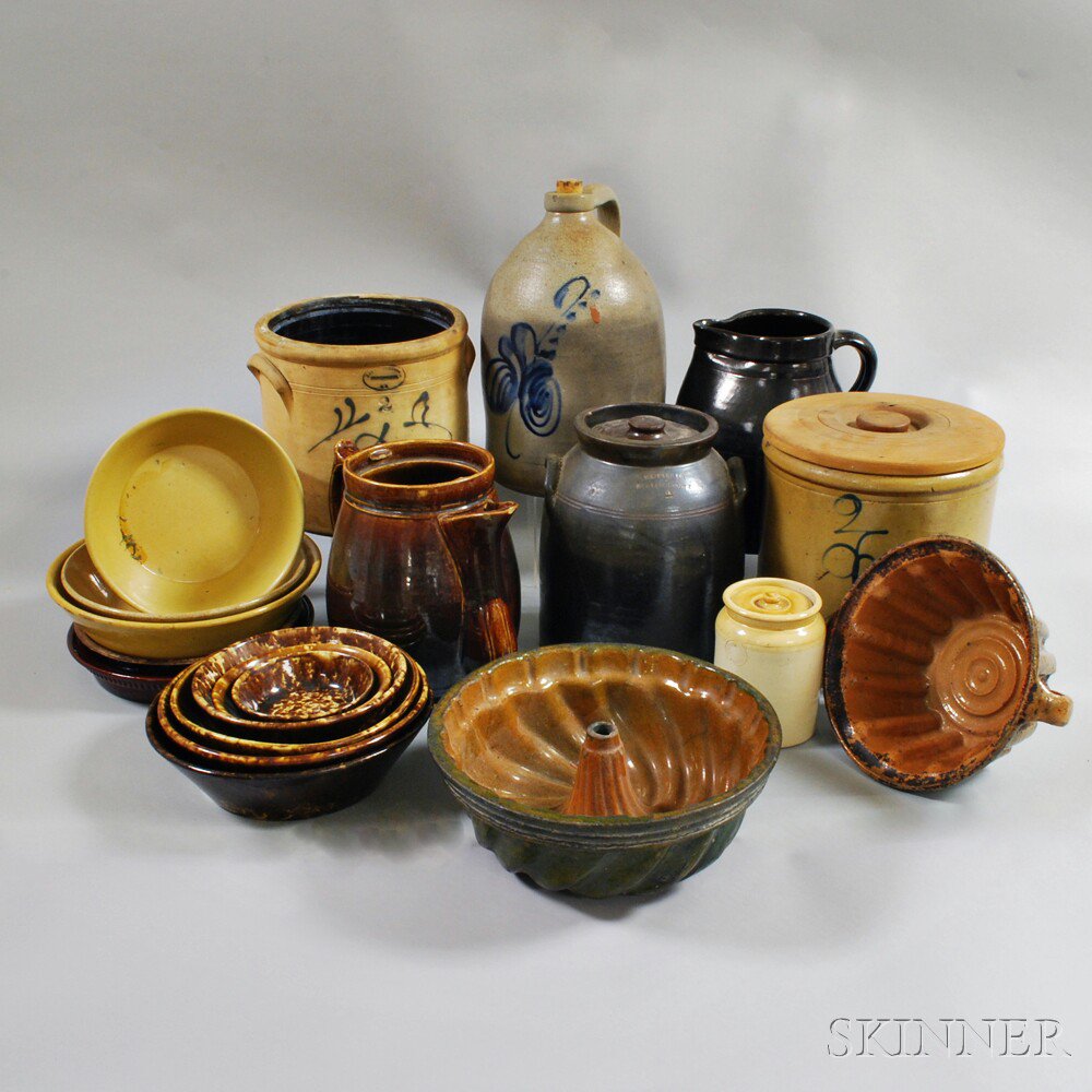 Appraisal: Group of Mostly Rockingham-glazed Pottery including an F B Norton