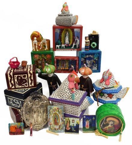 Appraisal: lot of Mexican assorted trinket boxes and decorative items of