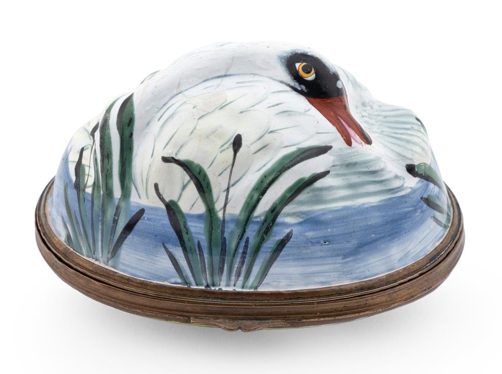 Appraisal: ENGLISH ENAMEL SWAN BONBONNIERE CIRCA LENGTH ENGLISH ENAMEL SWAN BONBONNIERE