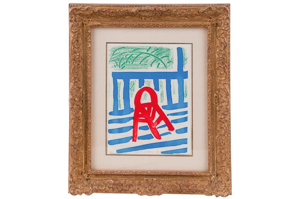 Appraisal: DAVID HOCKNEY THE RED CHAIR circa Xerox print signed and