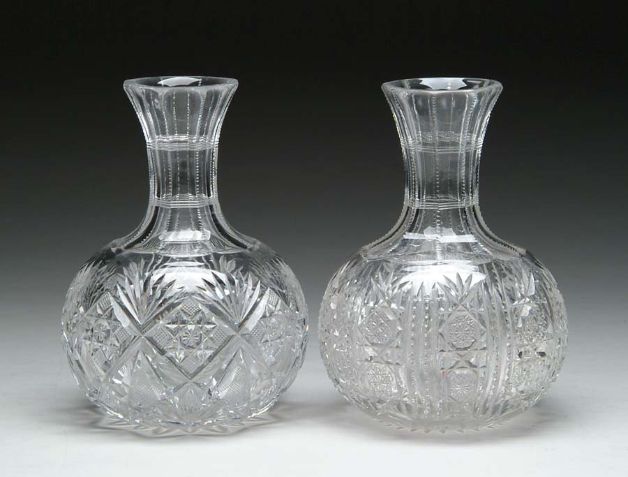 Appraisal: TWO CUT GLASS CARAFES Lot consists of a cut glass