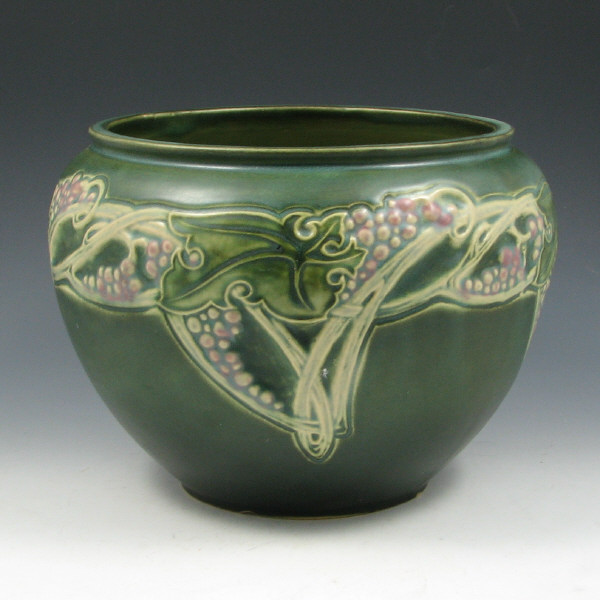 Appraisal: Roseville Rosecraft Vintage - jardiniere in green Marked with blue