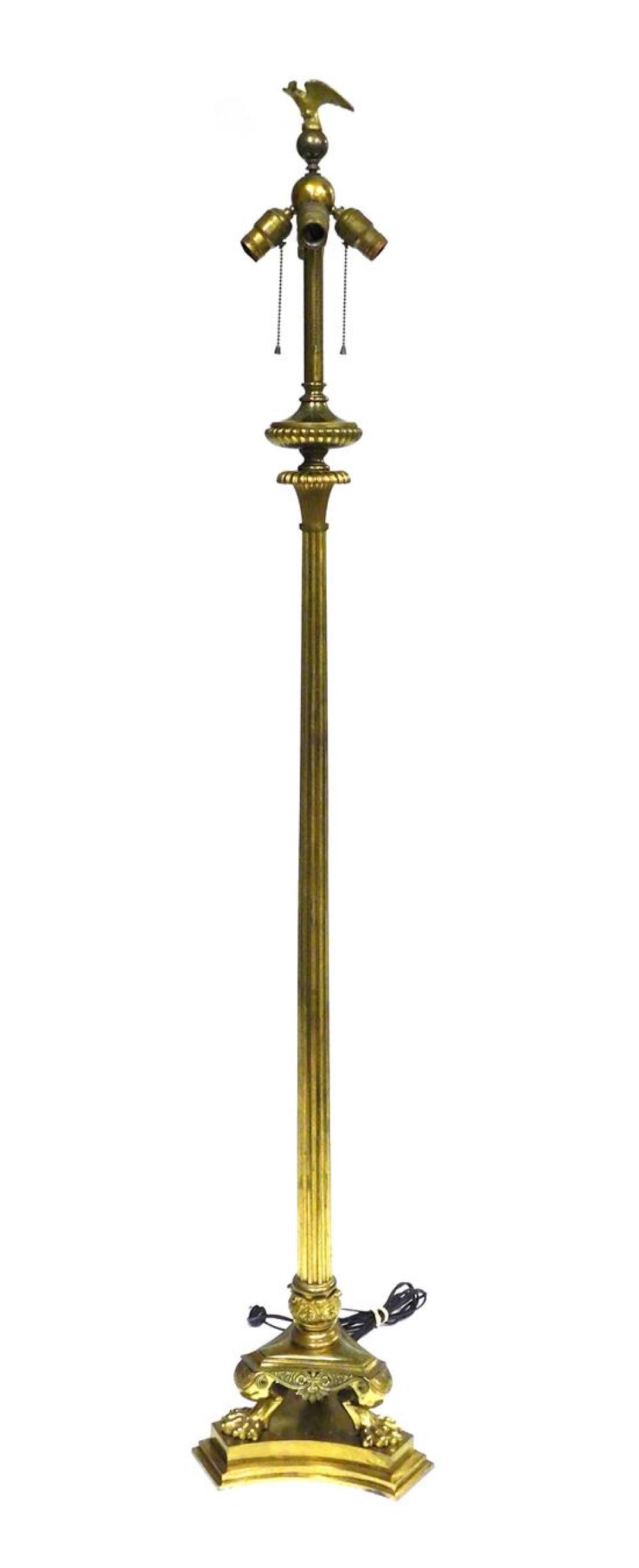 Appraisal: Cast brass floor lamp American eagle on ball finial four