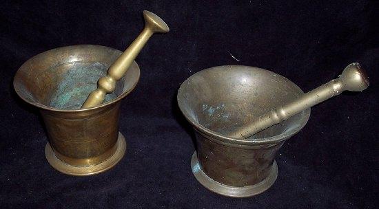 Appraisal: Two bronze mortars and pestles