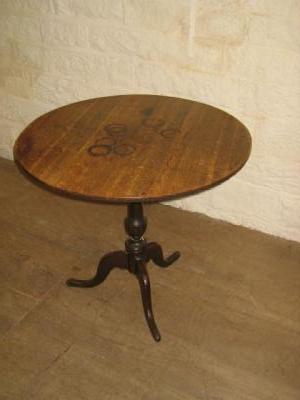 Appraisal: A FRUITWOOD TRIPOD TABLE the moulded edged circular top on