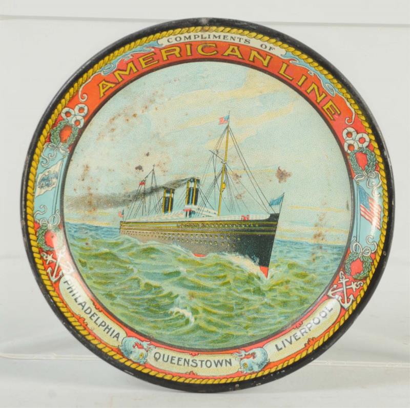 Appraisal: American Ship Line Tip Tray This tray depicts a steamship