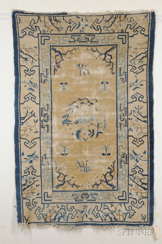 Appraisal: Chinese Rug mid- th century outer guard stripe mostly missing