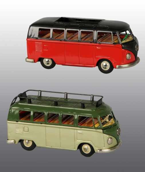 Appraisal: Lot of Tin Volkswagen Bus Friction Toys Description Japanese Working