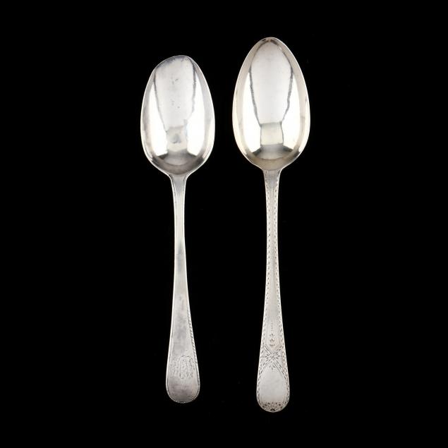 Appraisal: GEORGE III TABLESPOON AND DESSERT SPOON MARKS OF HESTER BATEMAN