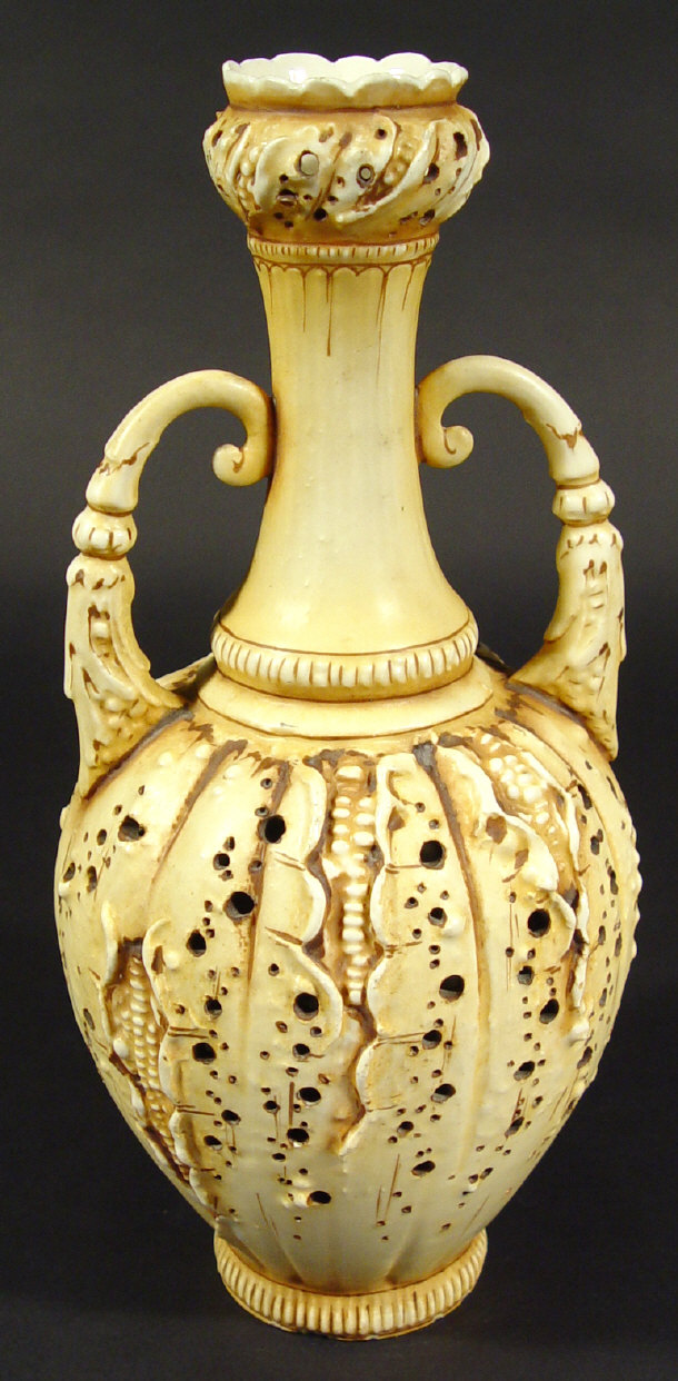 Appraisal: Austrian Art Nouveau porcelain vase with pierced and relief moulded