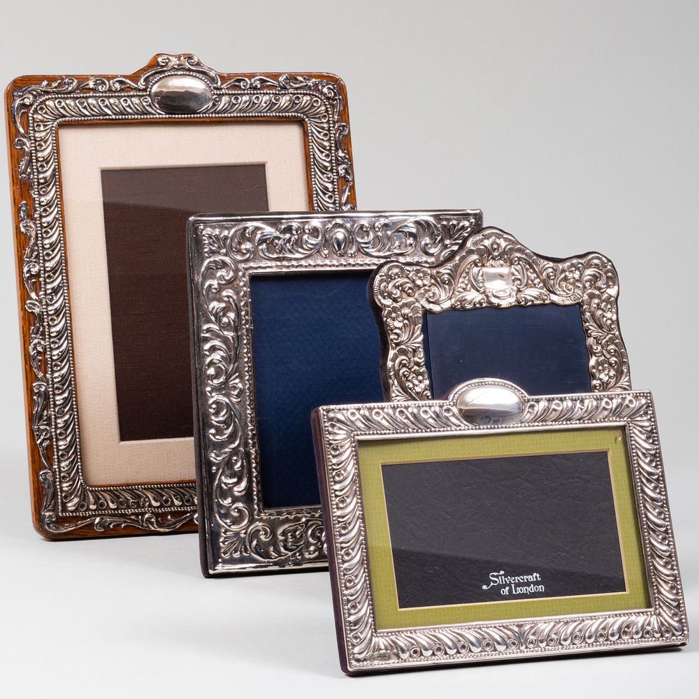 Appraisal: Three English Silver-Mounted Frames and an American Frame Variously marked