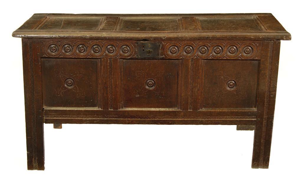 Appraisal: A late th century panelled oak chest