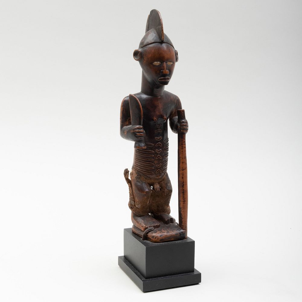 Appraisal: Democratic Republic of the Congo Carved Wood and Cloth Male