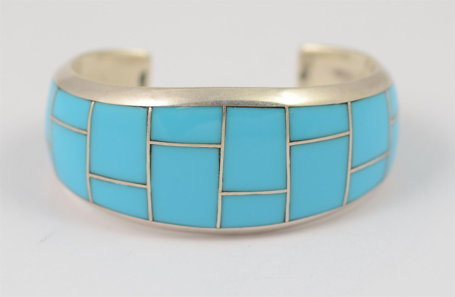 Appraisal: Bennie Touchine Navajo sterling turquoise cuff bracelet - w x