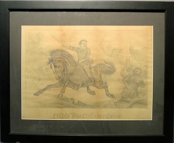 Appraisal: - Framed and matted pencil drawing of a Civil War