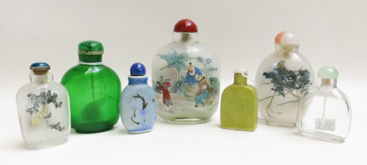 Appraisal: COLLECTION OF SEVEN CHINESE SNUFF BOTTLES reverse painted glass various