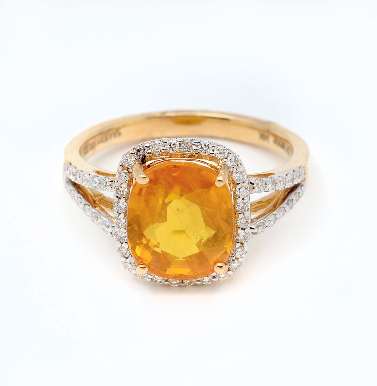 Appraisal: K CT YELLOW SAPPHIRE RING WITH DIAMONDS CT fancy yellow