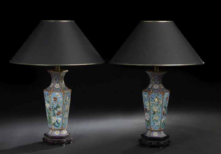 Appraisal: Pair of Chinese Cloisonne Vases of hexagonal baluster form enameled