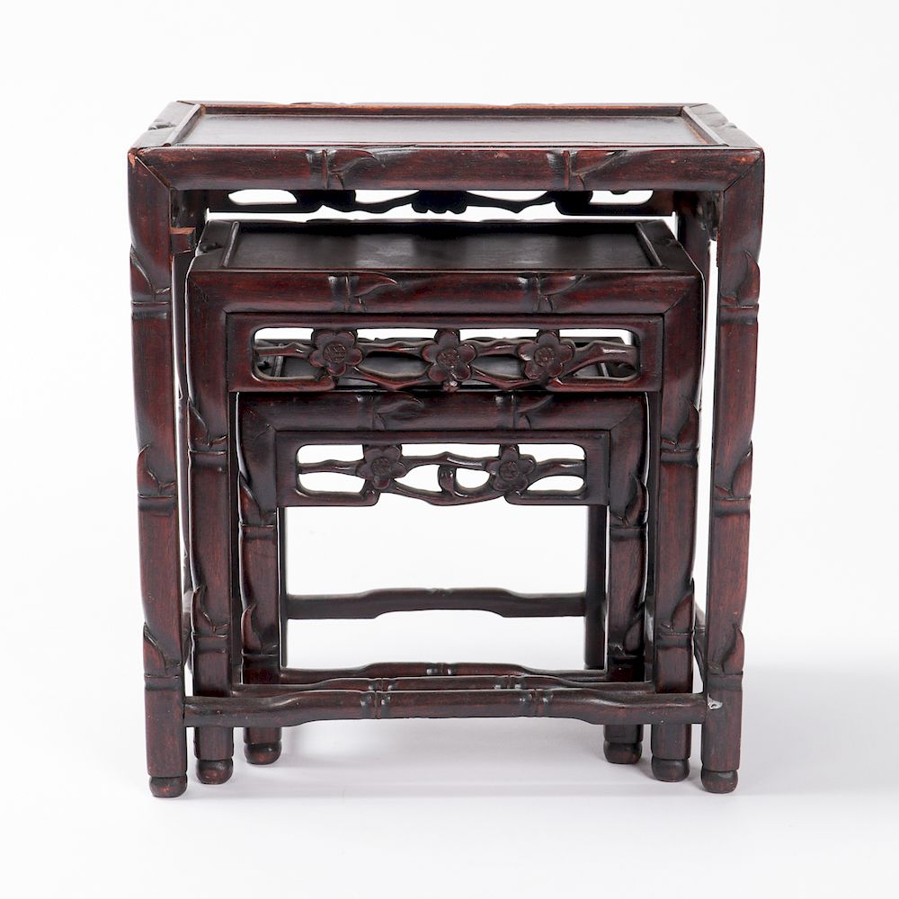 Appraisal: Set of Chinese Hardwood Nesting Tables Set of Chinese Hardwood