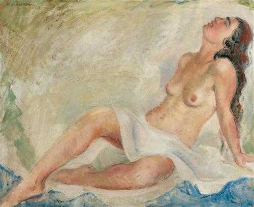 Appraisal: SCH LLHORN HANS Winterthur Seated female nude Oil on canvas