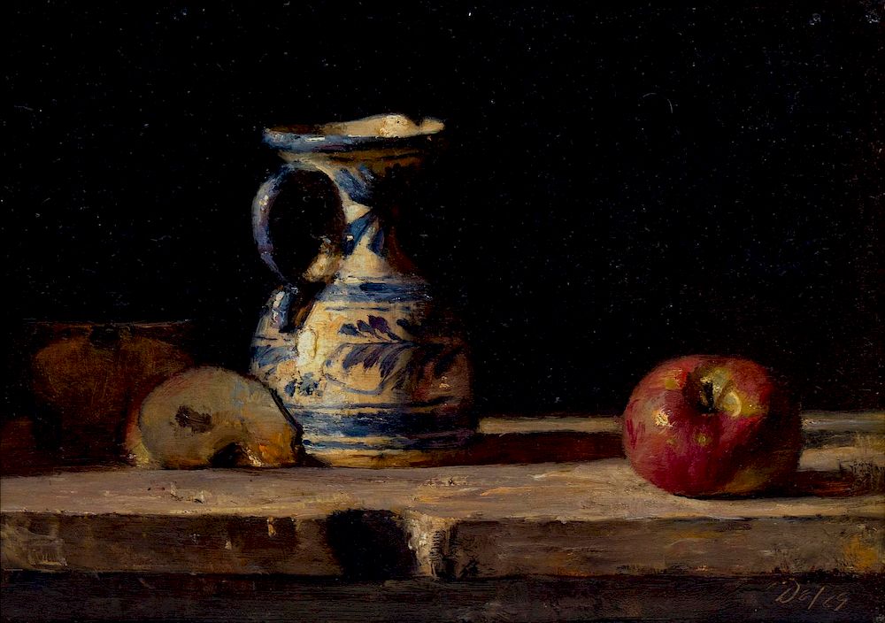 Appraisal: David A Leffel American b Apples and Pitcher David A