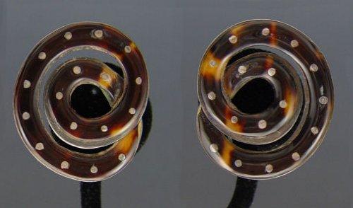 Appraisal: WILLIAM SPRATLING MEXICAN STERLING SILVER EARRINGS Tortoise shell and sterling