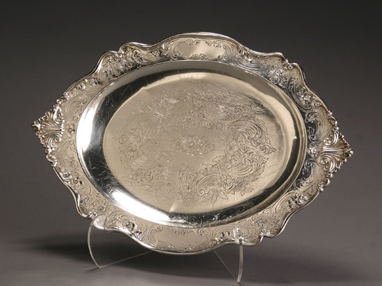 Appraisal: Dominick Haff Sterling Tray New York Dated Having a scroll