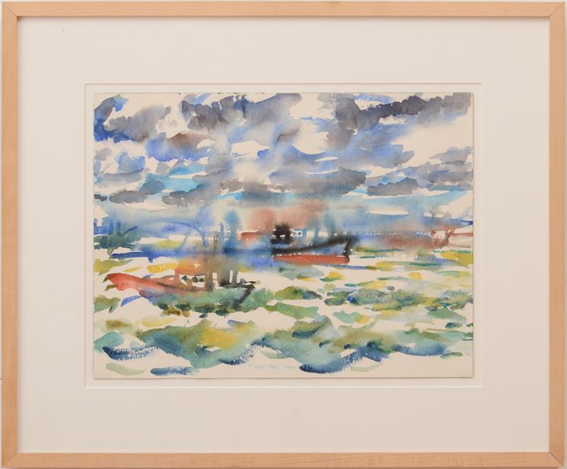 Appraisal: Fred Mitchell - Windy Day Watercolor on paper c signed