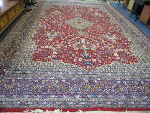 Appraisal: Kashmar Persian Handmade Room Size Rug fifteen color mid th