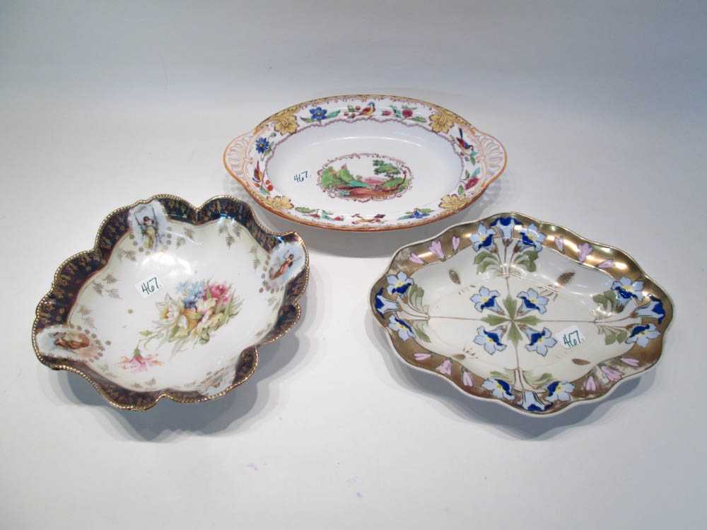 Appraisal: THREE PORCELAIN TABLEWARE ITEMS round bowl marked Royal Suhl Germany