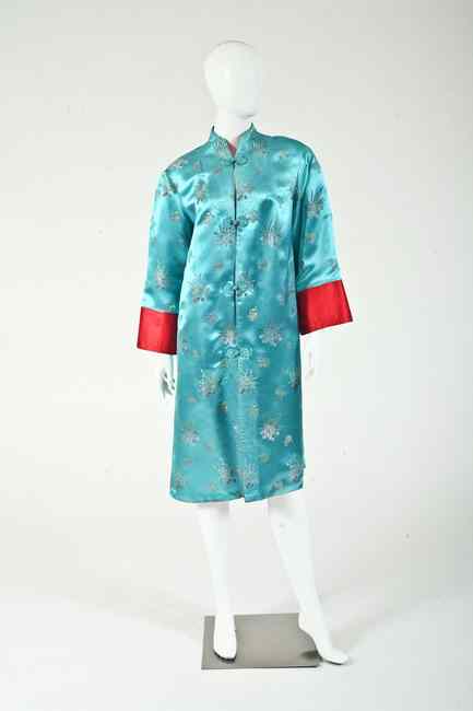 Appraisal: VINTAGE CHINESE SILK REVERSIBLE JACKET s In embroidered turquoise and