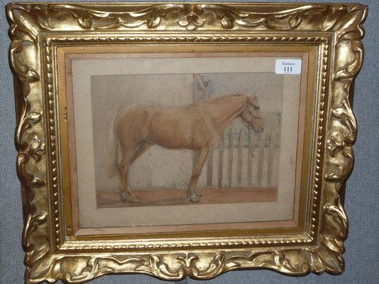 Appraisal: TH CENTURY ENGLISH SCHOOL - Study of a horse overlooking