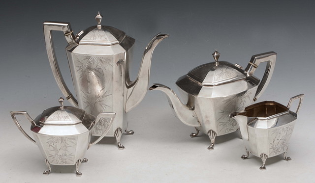 Appraisal: A CHINESE SILVER ART DECO FOUR PIECE COFFEE AND TEA