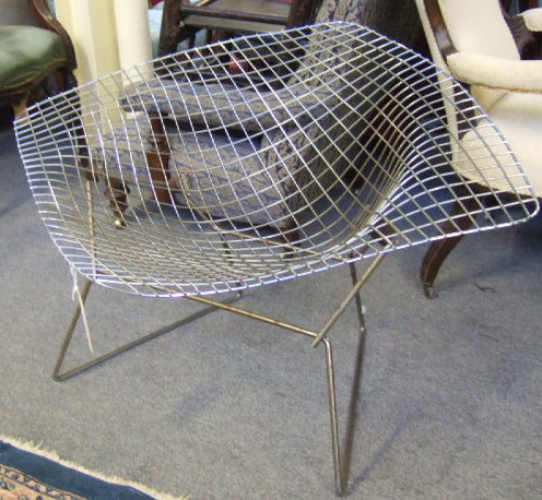 Appraisal: A th century steel framed 'Diamond' chair by HARRY BERTOIA