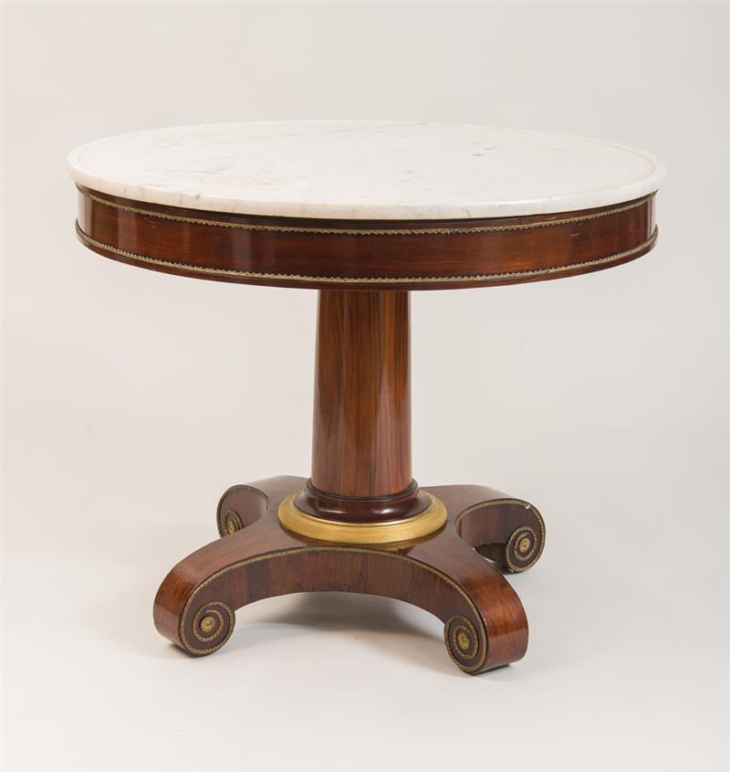 Appraisal: FEDERAL MAHOGANY MARBLE TOP CENTER TABLE POSSIBLY NEW YORK With