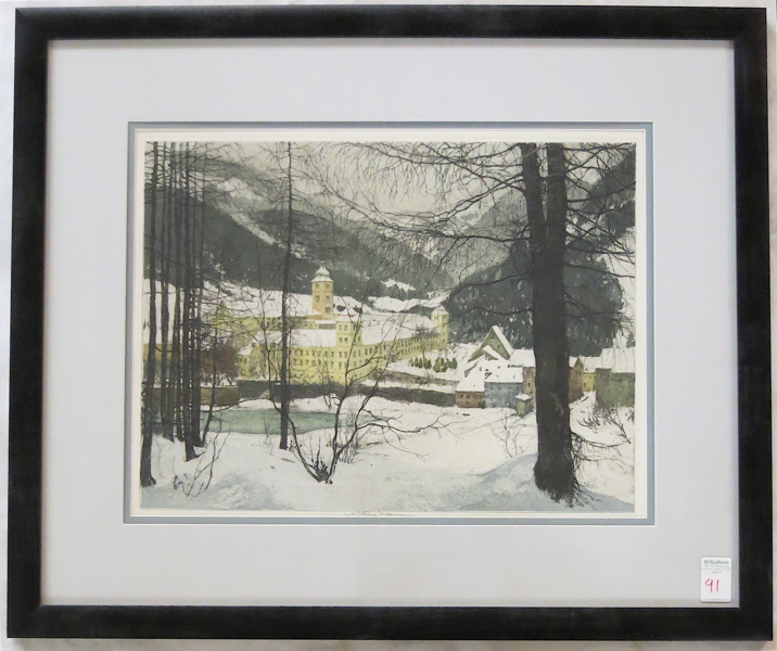 Appraisal: LUIGI KASIMIR ETCHING AND AQUATINT Austria - Lilienfeld Monastery Austria