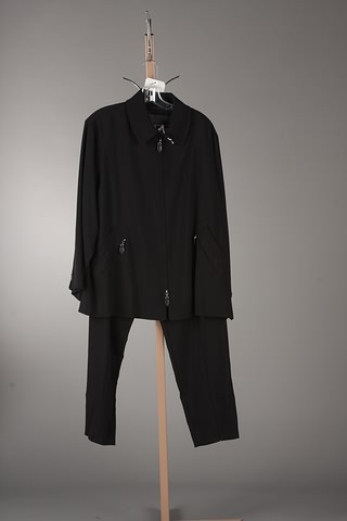 Appraisal: Escada black wool crepe long jacket with button vents and