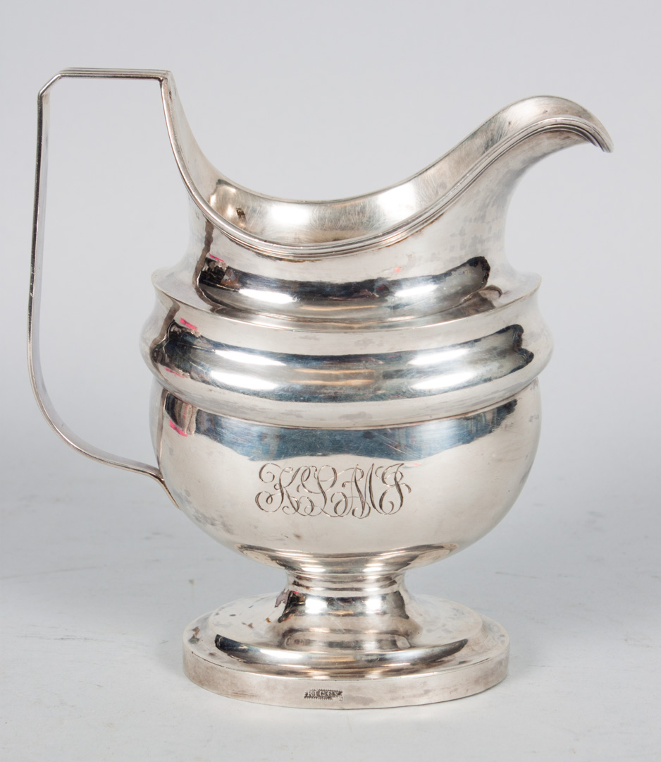 Appraisal: Federal coin silver helmet-form cream pitcher marked Riggs probably George