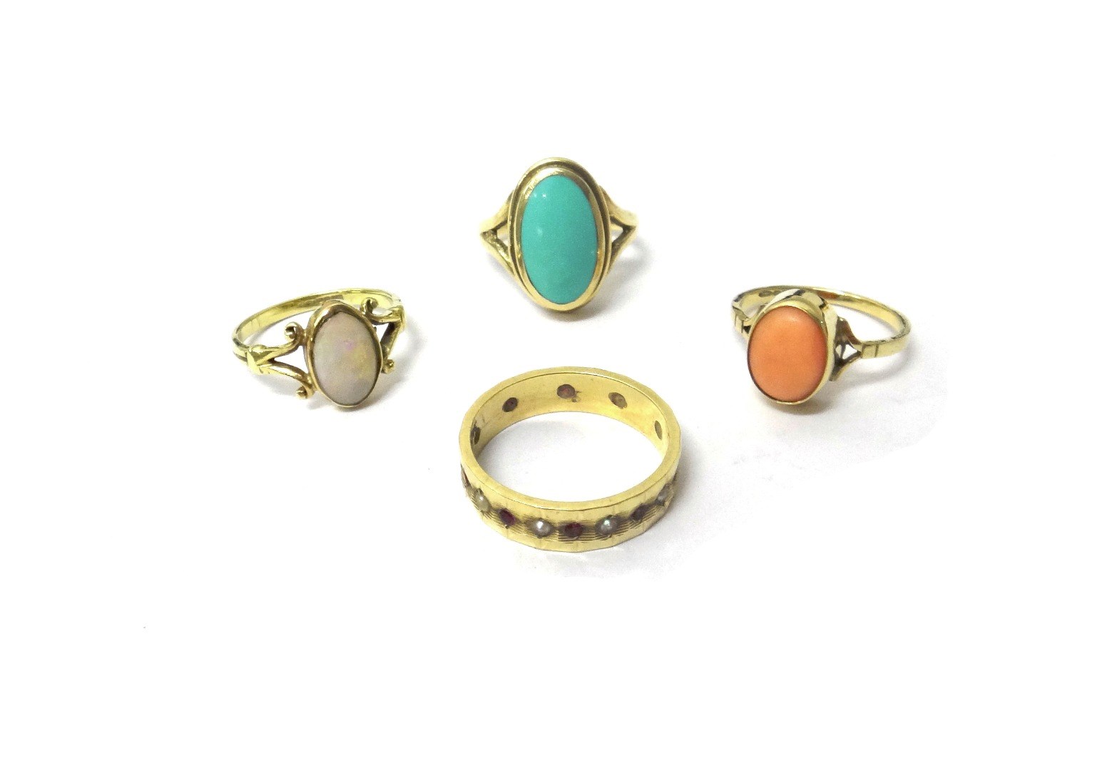 Appraisal: A ct gold ring mounted with an oval opal a