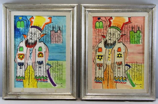 Appraisal: DONATI Lazzaro Hand Painted Judaic Prints Il Rabbiao dei Fleur