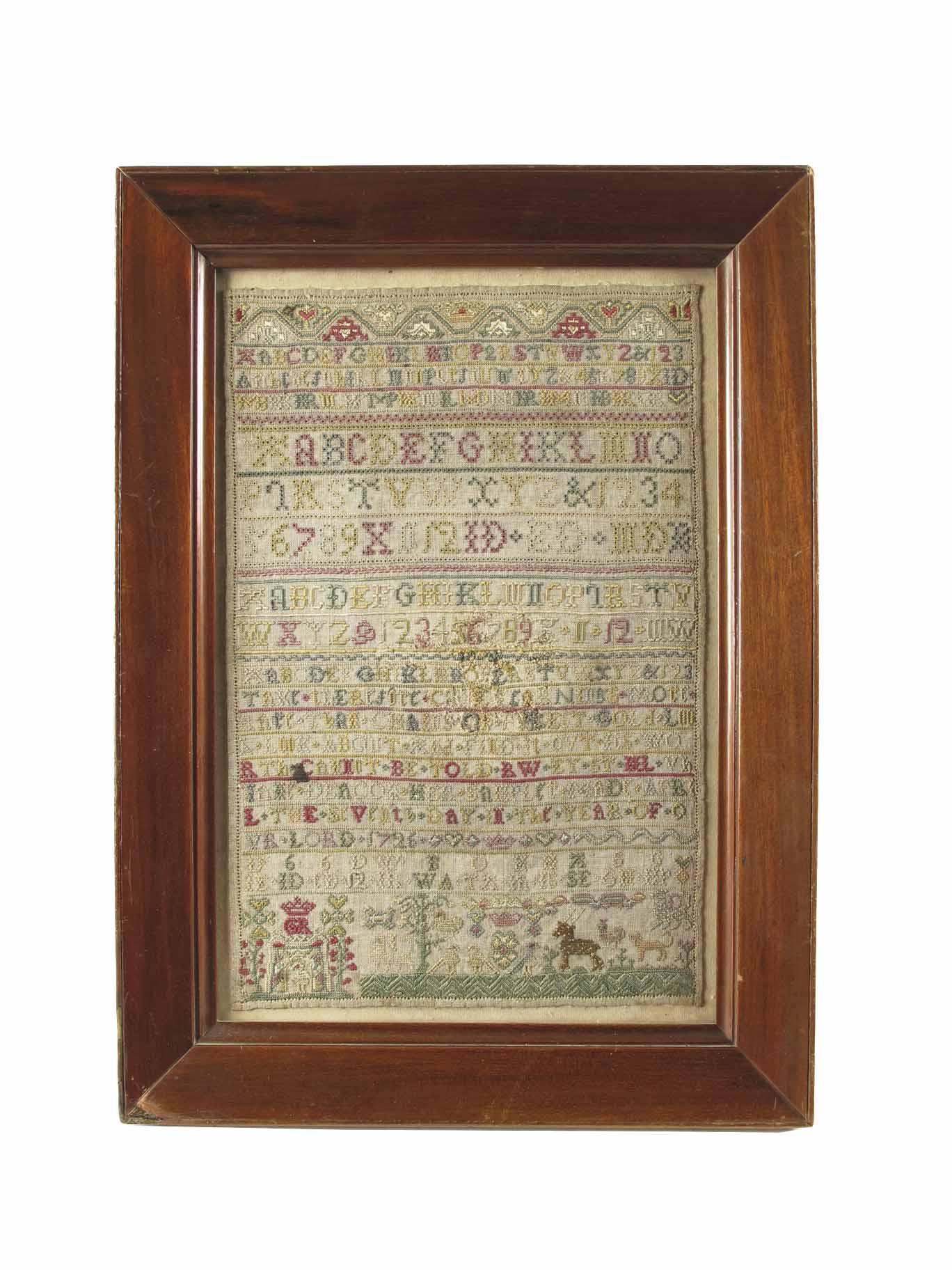 Appraisal: A George I alphabet sampler