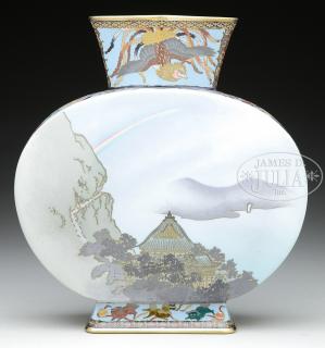 Appraisal: CLOISONNE MOON FLASK VASE Early th century Japan The large