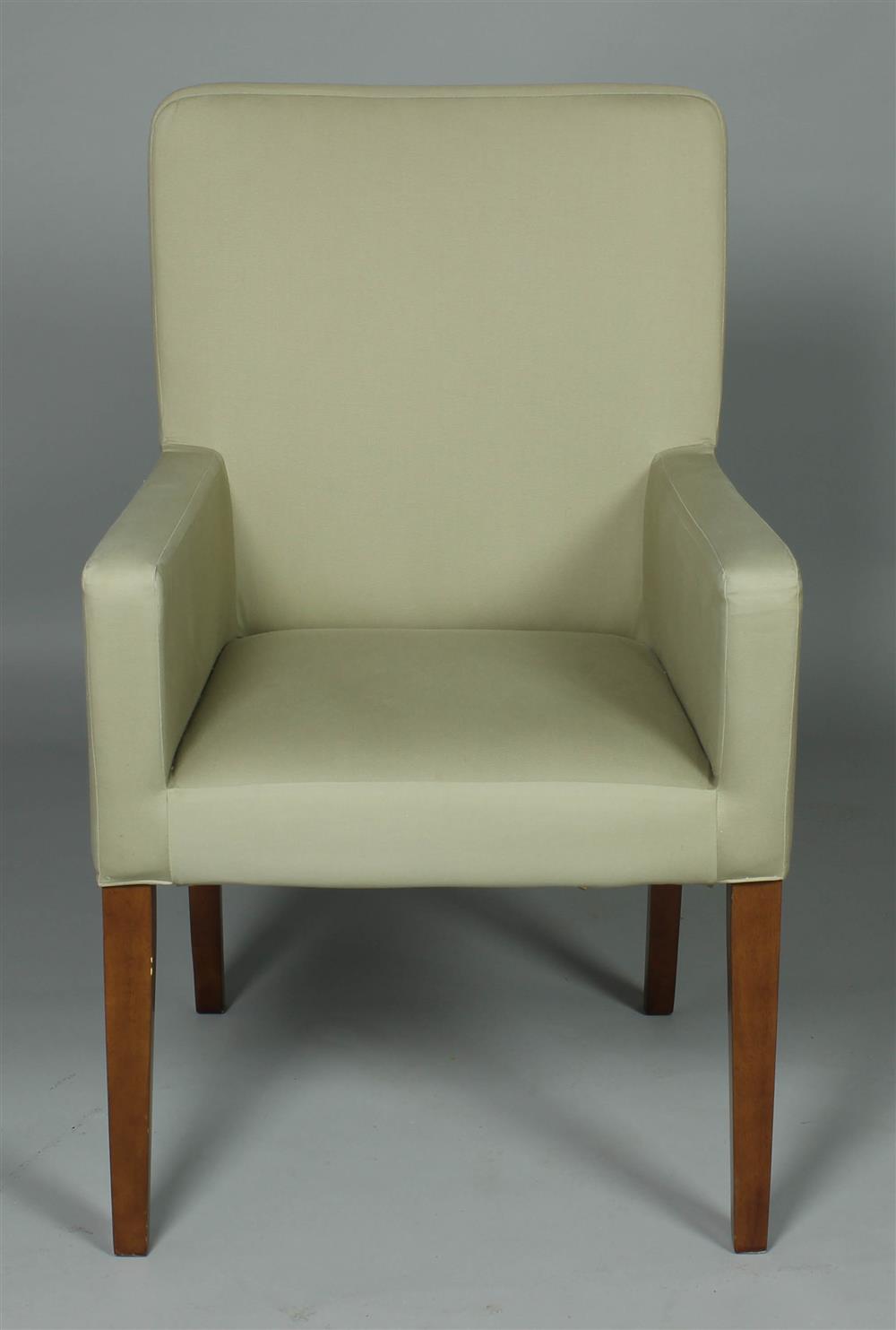 Appraisal: KHAKI TWILL UPHOLSTERED MODERNIST ARM CHAIR ESTATE OF TOM CLANCY