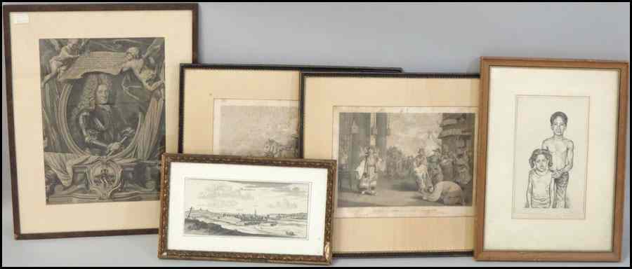 Appraisal: GROUP OF FIVE ASSORTED FRAMED PRINTS Various artist sizes subjects