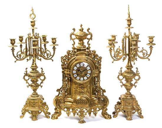 Appraisal: Sale Lot A Neoclassical Gilt Metal Clock Garniture having a