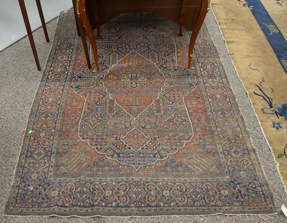 Appraisal: Oriental Throw Rug worn ' x ' Oriental Throw Rug