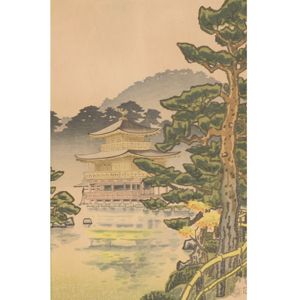 Appraisal: Lot of two woodblock prints Nisaburo Ito - Golden Pavilion