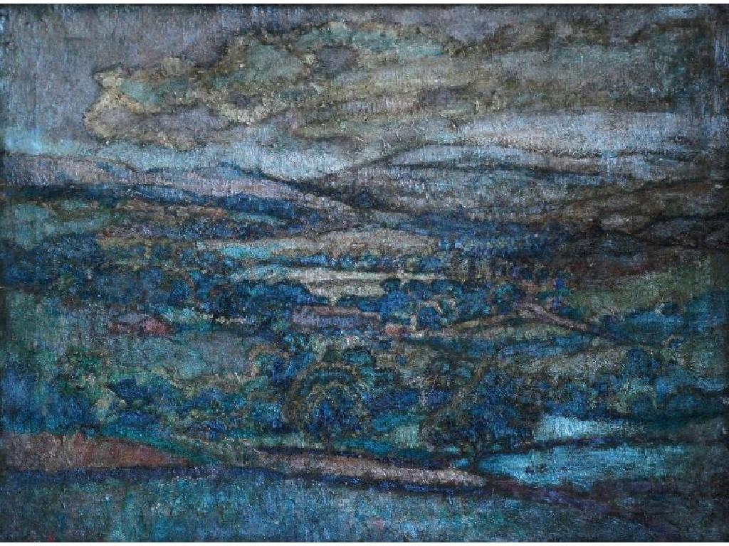 Appraisal: HARRY RUTHERFORD - IMPASTO OIL PAINTING ON CANVASRolling Cheshire landscapesigned