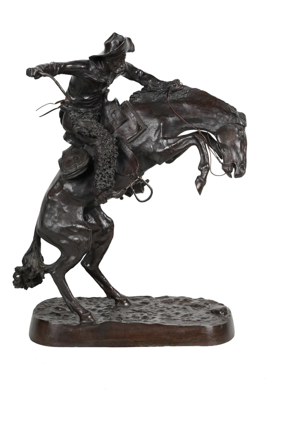 Appraisal: AFTER FREDERIC REMINGTON BRONCO BUSTER bronze inscribed in casting 'Copyright