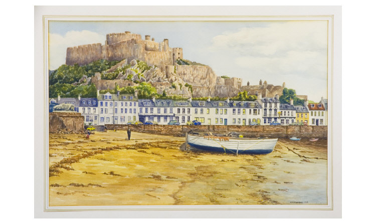 Appraisal: R B Stableford Watercolour Titled 'Gorey Harbour and Mont Orgueil